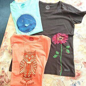 Bundle of 3 Life is Good Women's Tee Shirts, Size Small, New